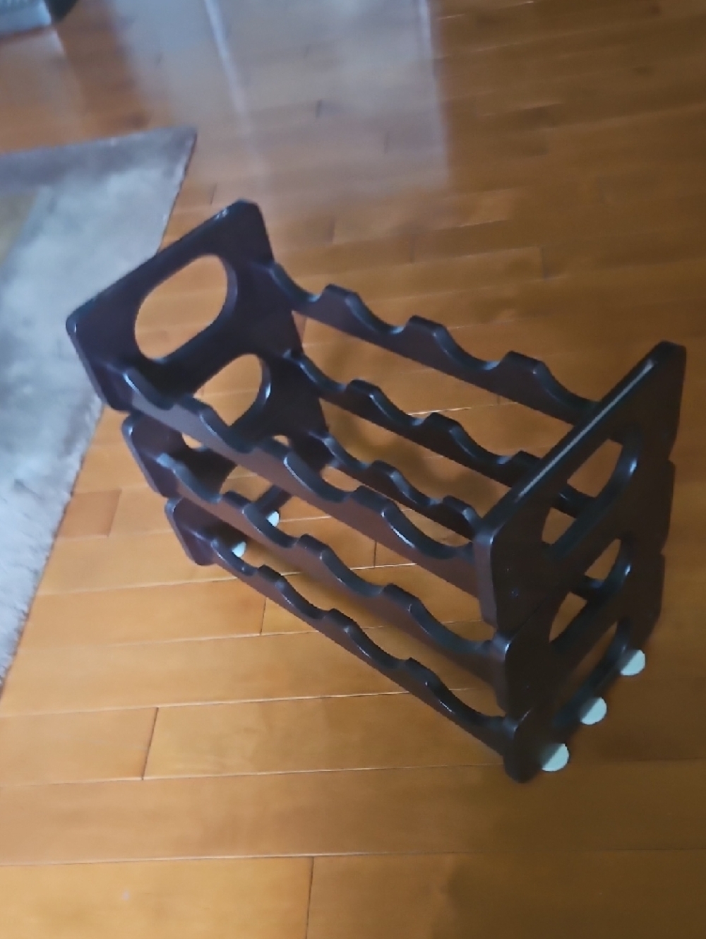 Vintage 3 Separate Piece Wooden 12-Bottle Wine Rack - Dark Brown - Picture 8 of 9